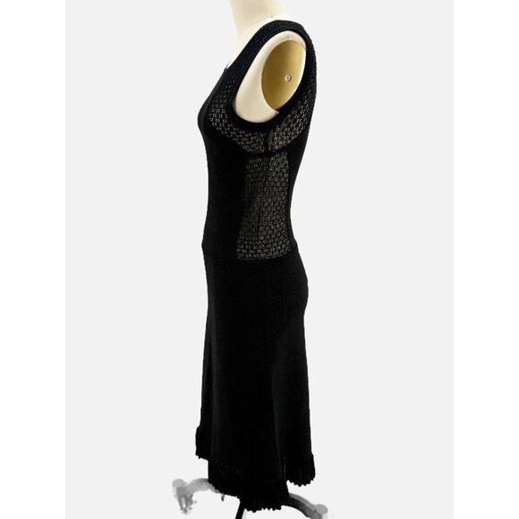 alessandro della'cqua NAPOLI Black Knit Mini Sleeveless Cocktail Dres IT 42/6 - Picture 8 of 13